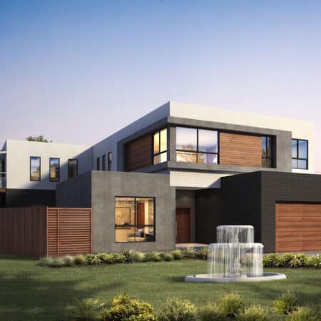 3D render of the exterior of the Keilor residence.