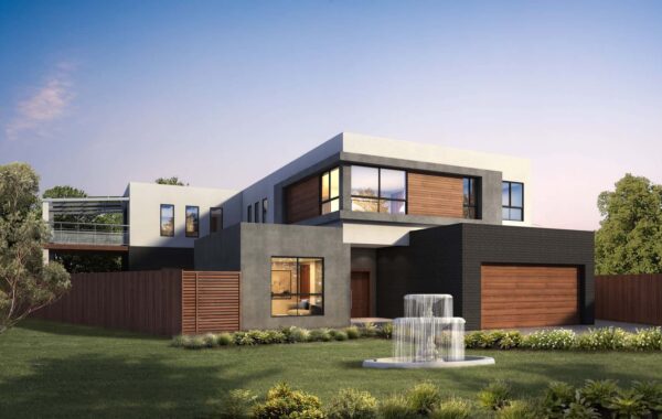 3D render of the exterior of the Keilor residence.